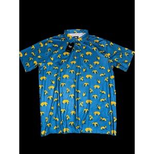 Waggle Blue Golden Bear Print‎ Short Sleeve Golf Polo Tour Soft Touch New Sz XL